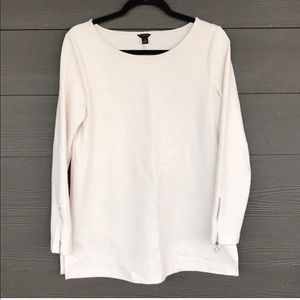 Ann Taylor Cream Zip Cuff Tunic